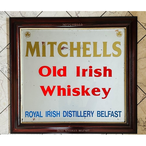 50A - Original 1920's Mitchell's Old  Irish Whiskey Royal Irish Distillery Belfast. Reverse painted bevell... 