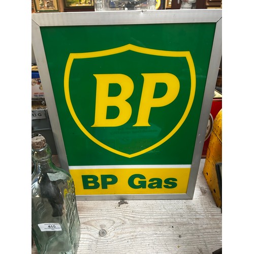 448 - BP Gas double sided light up advertising box. {45 cm H x 34 cm W x 12 cm D}.