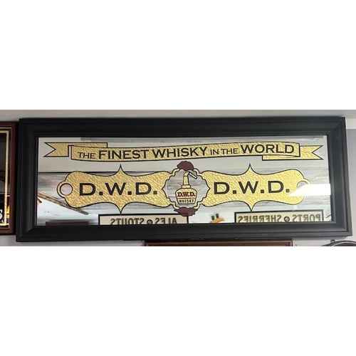 15A - D.W.D. The finest whisky in the world framed advertising mirror