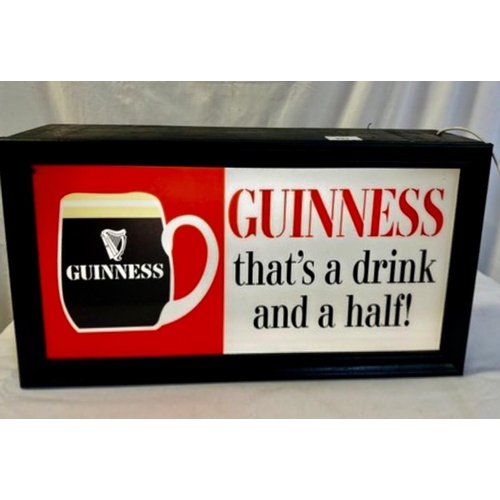 255A - 1970's style Guinness that's a drink and a half! Wood and perspex illuminated sign