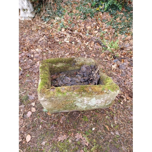 1044 - Antique sandstone trough. {44 cm H x 70 cm W x 56 cm D}.