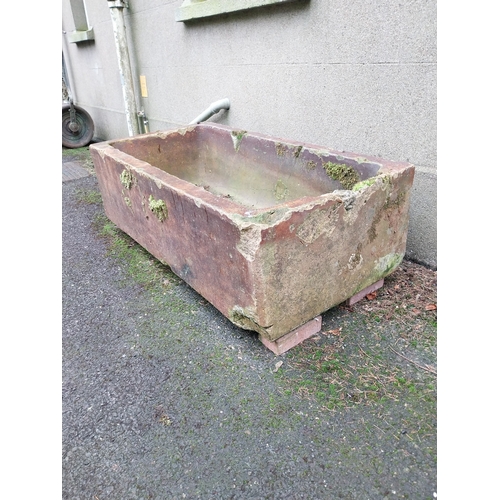 1055 - Salt glazed terracotta trough. {43 cm H x 137 cm W x 71 cm D}.