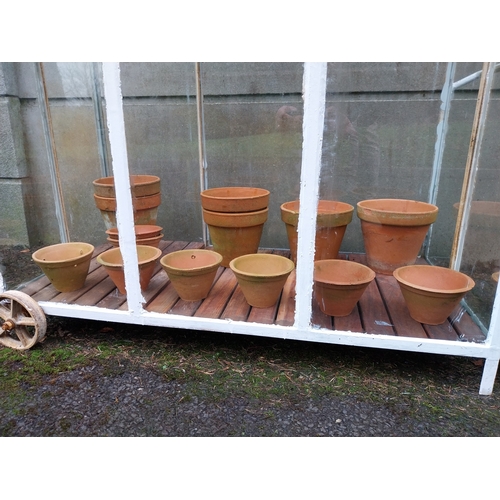 1057 - Collection of twenty seven early 20th C. Terracotta plant pots. {21 cm H x 22 cm Dia to 11 cm H x 17... 