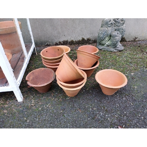 1057 - Collection of twenty seven early 20th C. Terracotta plant pots. {21 cm H x 22 cm Dia to 11 cm H x 17... 