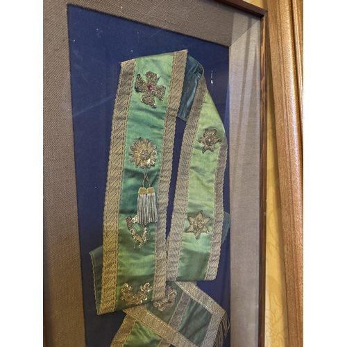 106 - Rare  Fenian Sash  mounted in a glazed case - Tom Clarke one of the signatories of the 1916 Proclama... 