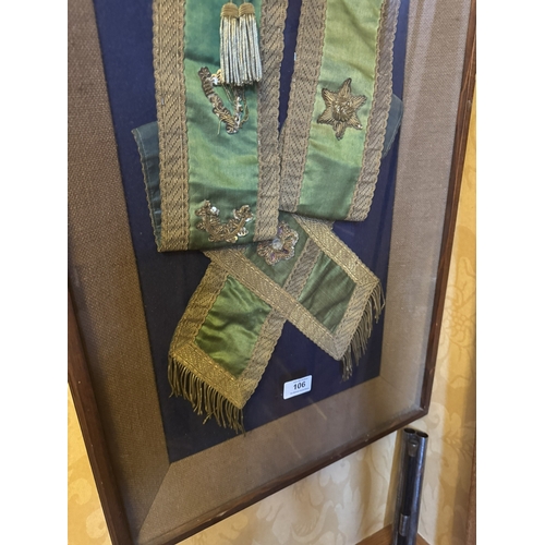 106 - Rare  Fenian Sash  mounted in a glazed case - Tom Clarke one of the signatories of the 1916 Proclama... 