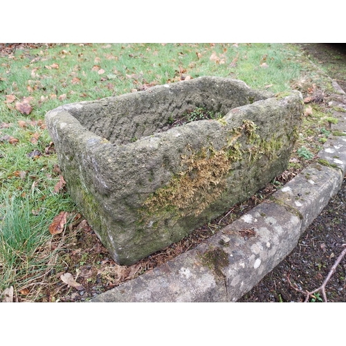 1067 - Antique sandstone trough. {30 cm H x 65 cm W x 46 cm D}.