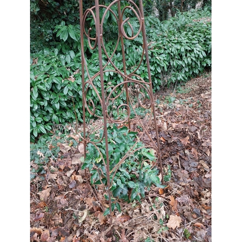 1071 - Pair of decorative wrought iron obelisks. {180 cm H x 40 cm W x 40 cm D}.