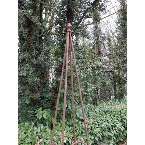 1071 - Pair of decorative wrought iron obelisks. {180 cm H x 40 cm W x 40 cm D}.