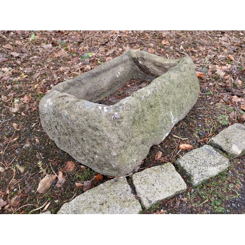 1072 - Antique sandstone trough. {25 cm H x 58 cm W x 38 cm D}.