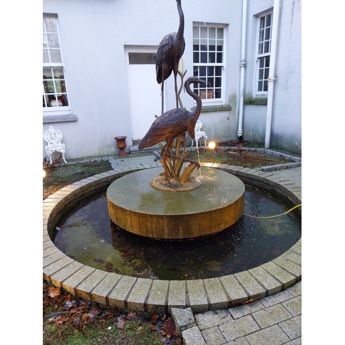 1081 - Good quality bronze fountain in the form of Cranes and Bullrushes. {190 cm H x 82 cm W x 80 cm D}.