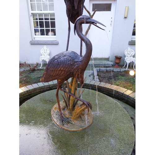 1081 - Good quality bronze fountain in the form of Cranes and Bullrushes. {190 cm H x 82 cm W x 80 cm D}.