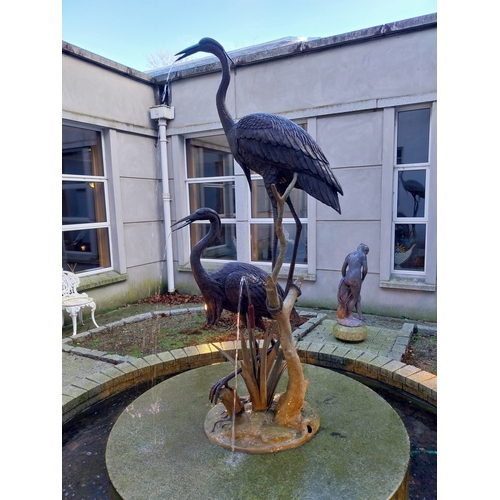 1081 - Good quality bronze fountain in the form of Cranes and Bullrushes. {190 cm H x 82 cm W x 80 cm D}.