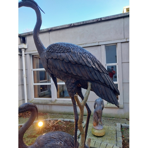 1081 - Good quality bronze fountain in the form of Cranes and Bullrushes. {190 cm H x 82 cm W x 80 cm D}.