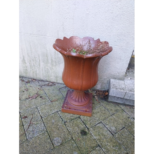 1083 - Pair of early 20th C. Salt glazed urns. {44 cm H x 30 cm Dia.}.