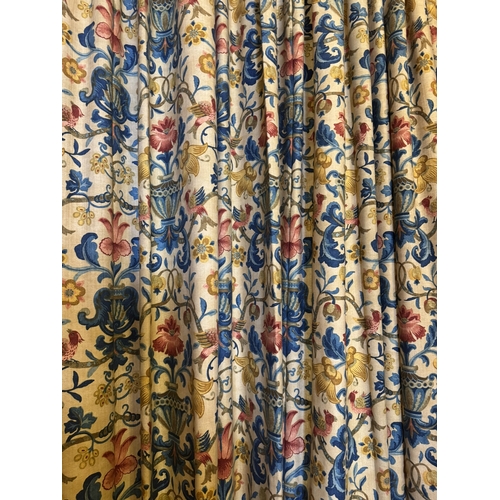 109 - Pair of good quality Pompadour Zoffany curtains. { 344cm L , each curtain 316cm W }.