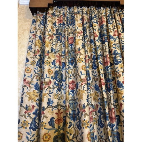 109 - Pair of good quality Pompadour Zoffany curtains. { 344cm L , each curtain 316cm W }.