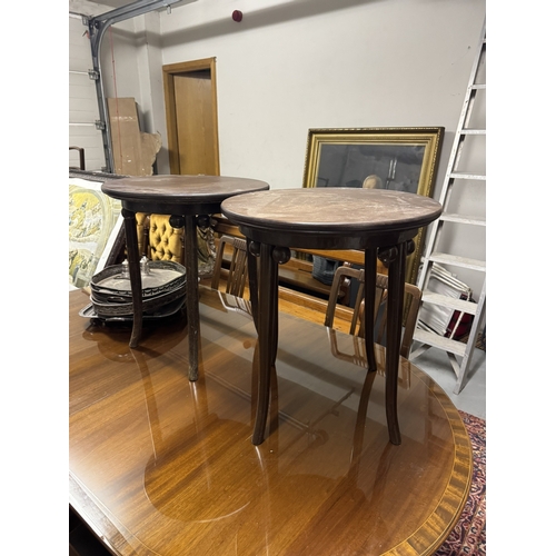 1100 - Pair of bentwood  circular occasional tables. {  57cm H X 50cm Dia.  }