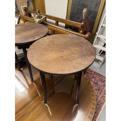 1100 - Pair of bentwood  circular occasional tables. {  57cm H X 50cm Dia.  }