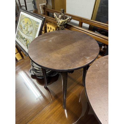 1100 - Pair of bentwood  circular occasional tables. {  57cm H X 50cm Dia.  }