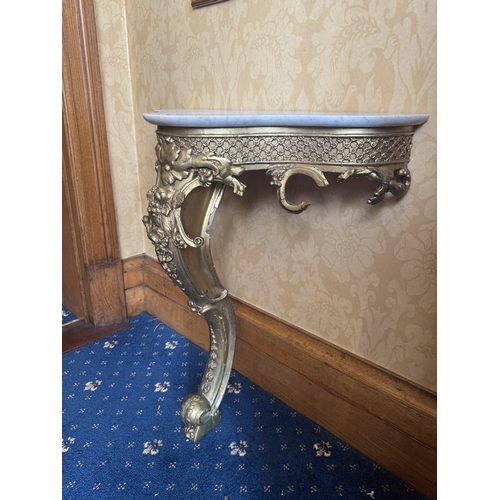 111 - 20th C. Gilt console table. {84 cm H x 74 cm W x 39 cm D}.