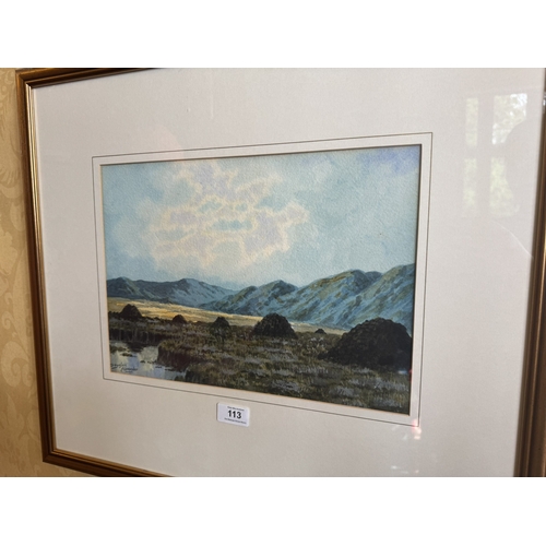 113 - Douglas Alexander watercolour West of Ireland Scene mounted in gilt frame. {26 cm H x 35 cm W}.