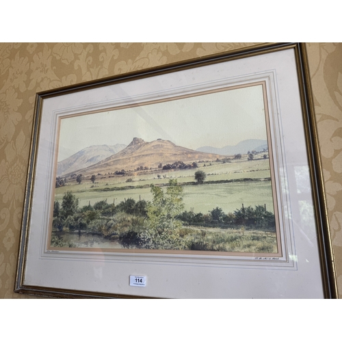 114 - H. Mc Reid watercolour Mountain Scene mounted in gilt frame. {36 cm H x 57 cm W}.