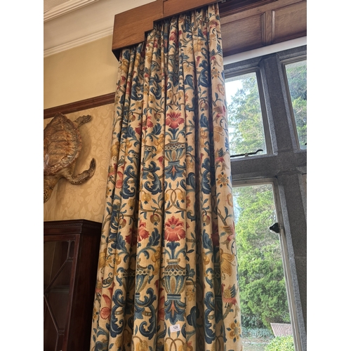 128 - Pair of good quality William Morris style curtains. {340 cm H x 260 cm W each}.