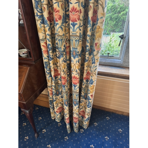 128 - Pair of good quality William Morris style curtains. {340 cm H x 260 cm W each}.