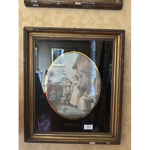 131 - Pair of 19th C. coloured prints mounted in giltwood frames {49 cm H x 42 cm W}.