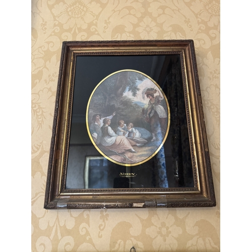 131 - Pair of 19th C. coloured prints mounted in giltwood frames {49 cm H x 42 cm W}.