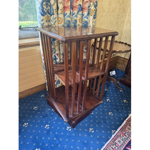 138 - Edwardian mahogany revolving bookcase in the Victorian style. {91 cm H x 53 cm W x 53 cm D}.