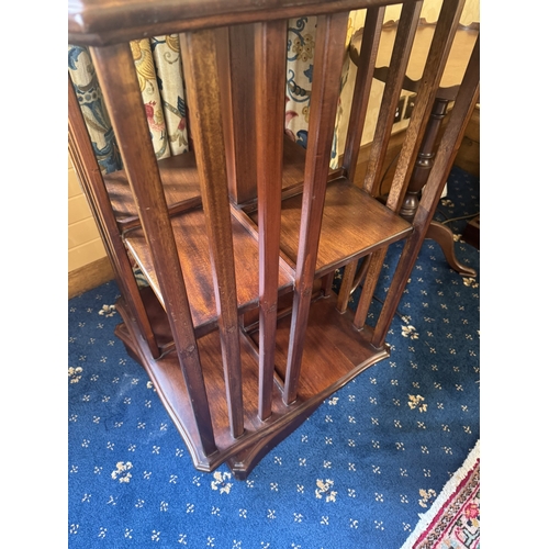 138 - Edwardian mahogany revolving bookcase in the Victorian style. {91 cm H x 53 cm W x 53 cm D}.