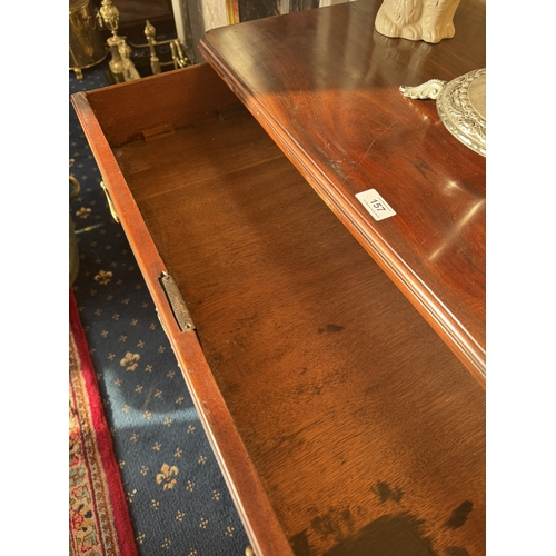 157 - Irish Georgian mahogany low boy with central long drawer above six short drawers raised on bracket f... 