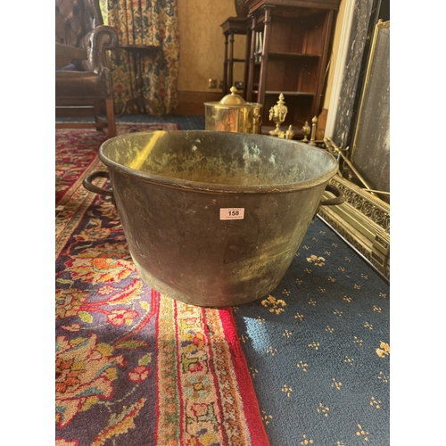 158 - 19th C. Bronze log bucket with handles. {28 cm H x 56 cm W}.