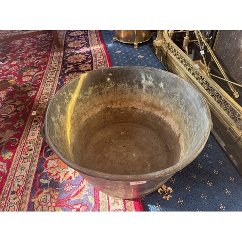 158 - 19th C. Bronze log bucket with handles. {28 cm H x 56 cm W}.