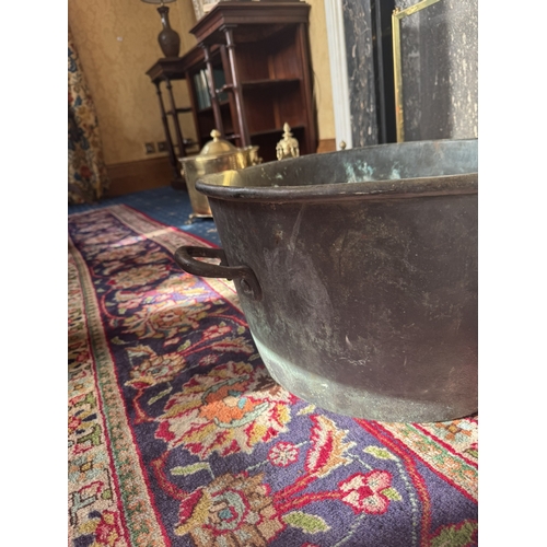 158 - 19th C. Bronze log bucket with handles. {28 cm H x 56 cm W}.