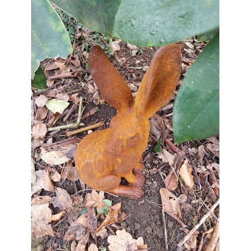 16 - Cast iron model of Hare. {41 cm H x 22 cm W x 14 cm D}.