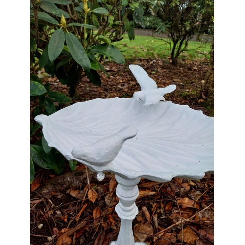 17 - Cast iron bird bath decorated with birds. {70 cm H x 38 cm W x 33 cm }.