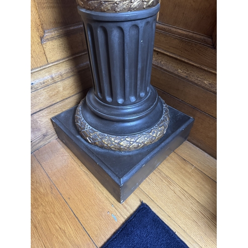 170 - 19th C. gilded plaster Corinthian top pedestal {118 cm H x 36 cm W x 36 cm D}.