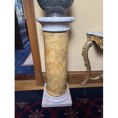 175 - Pair of Italian Scagliola Sienna marble columns. {114 cm H  x 42 cm W x 42 cm D}.