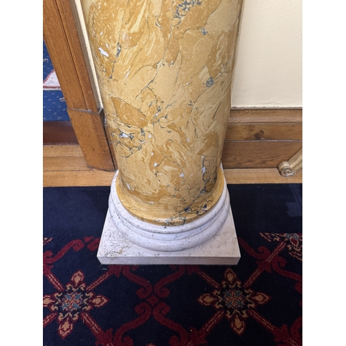 175 - Pair of Italian Scagliola Sienna marble columns. {114 cm H  x 42 cm W x 42 cm D}.