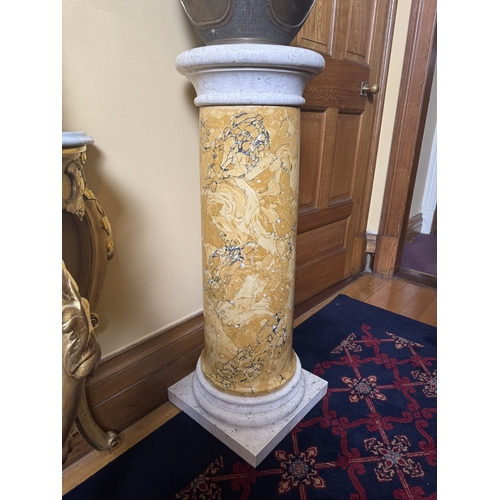 175 - Pair of Italian Scagliola Sienna marble columns. {114 cm H  x 42 cm W x 42 cm D}.