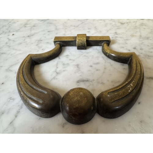 178 - Rare pair of 19th C. Bronze door pulls. {20 cm H x 21 cm W x 6 cm D}.