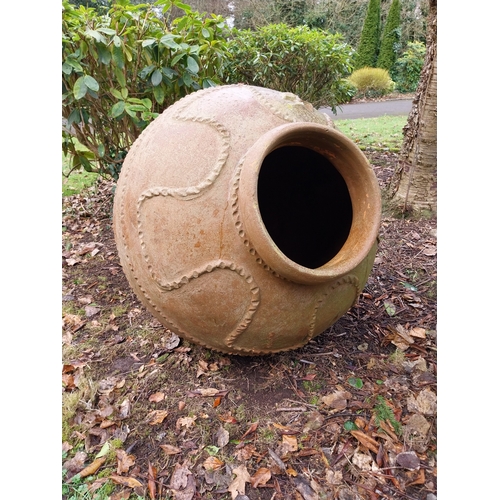 18 - Large early 20th C. Terracotta olive pot. {100 cm H x 120 cm W x 96 cm D}.