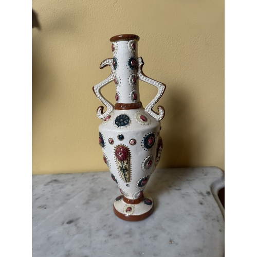 180 - Pair of 19th C. Pompeyi ceramic vases. {30 cm H x 13 cm Dia.}.