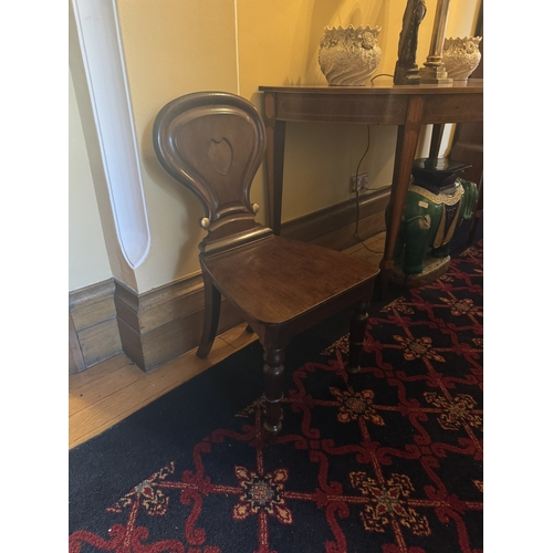 184 - Rare set of six 19th C. Mahogany and gilded Shield back hall chairs. {87 cm H x 44 cm W x 51 cm D}.