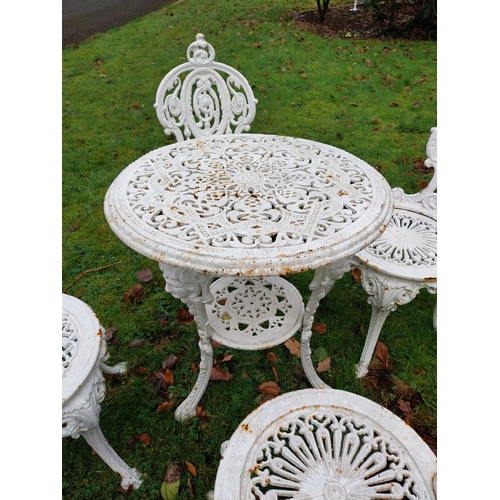 19 - 19th C. Coalbrookedale style garden table and four chairs. Table. {67 cm H x 60 cm Dia.} and Chairs ... 