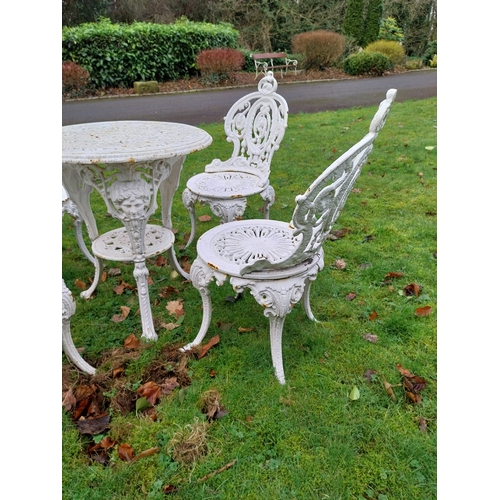 19 - 19th C. Coalbrookedale style garden table and four chairs. Table. {67 cm H x 60 cm Dia.} and Chairs ... 