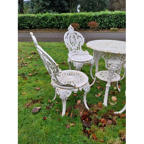 19 - 19th C. Coalbrookedale style garden table and four chairs. Table. {67 cm H x 60 cm Dia.} and Chairs ... 